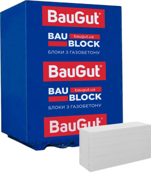 Газобетонный блок BauGut 600x200x400 мм D-500 гладкий