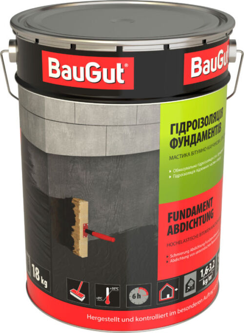 Мастика бітумно-каучукова BauGut гідроізоляція фундаменту 18 кг