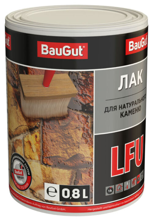 Лак для натурального камня LFU BauGut полумат 0,8 л прозрачный