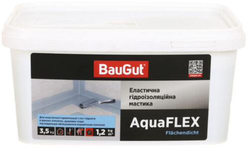 Мастика акриловая BauGut Еластична гідроізоляціяйна мастика AquaFlex 3,5 кг 2 л